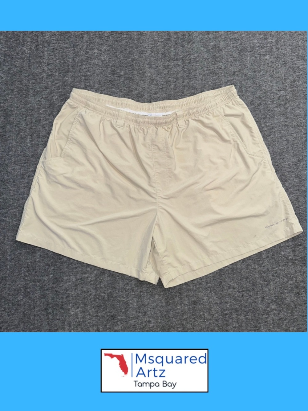 Columbia PFG Omni-Shade Men’s XXL Khaki Fishing Shorts Elastic Waist Outdoor